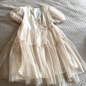 Zara beige gingham wrap dress